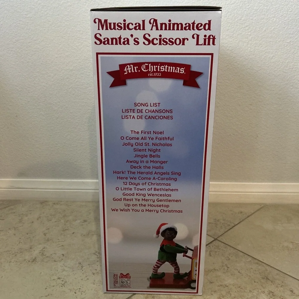 Musical Animated‎ Santa's Scissor Lift 27 In Black Santa Christmas Holiday Light